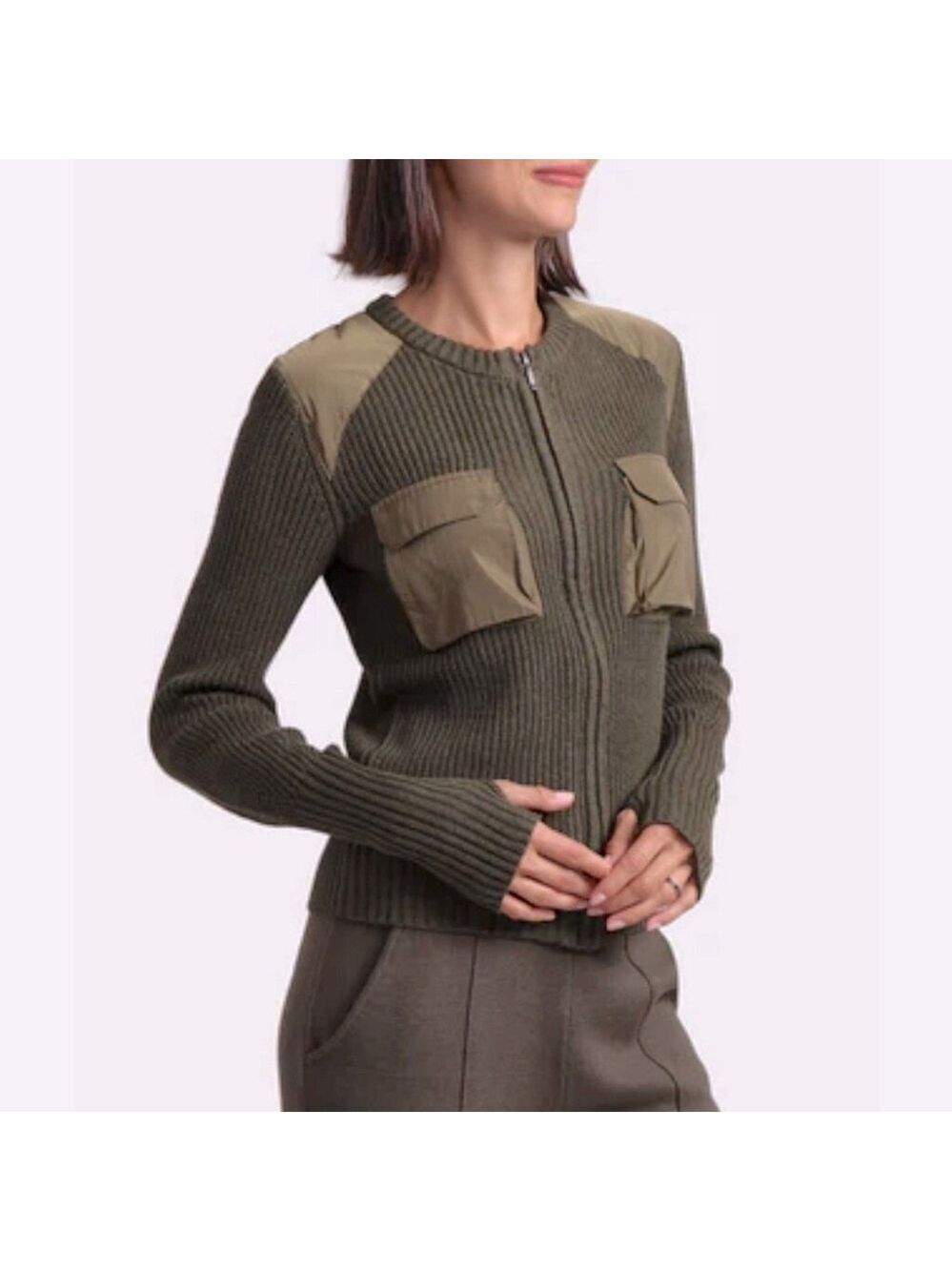 Minnie Rose Cotton Cashmere Shaker Utility Zip Up Cardigan Jacket Size XS - Picture 14 of 14